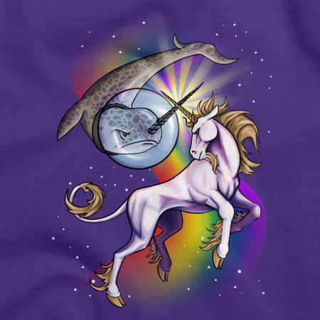 Unicorn vs Narwhal Duel T-shirt